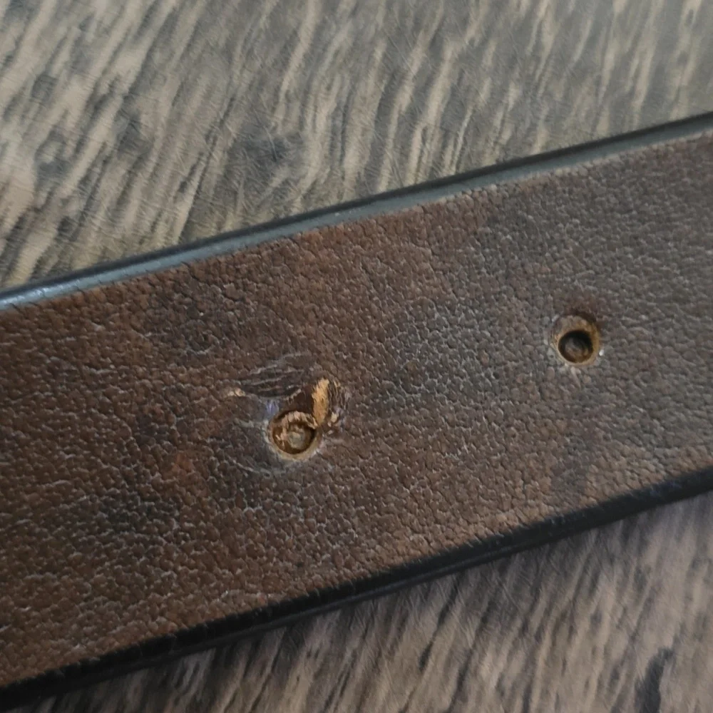 LEATHER Brown‎ Belt with Star Detail Handmade 41